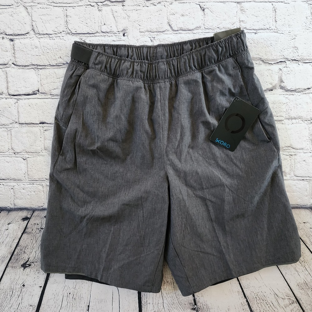 Skora Mens 9 Inch Inseam Running Shorts Phantom Chambray Grey Liner Small 012380